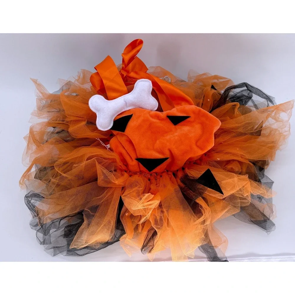 Girls Pumpkin Halloween Costume Skirt Orange Black Tulle 2T New Tutu World
